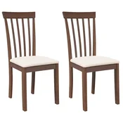Vidaxl Jedilni stoli z blazinami 2 kosa Brown Solid Wood Rubber