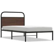 Vidaxl Posteljni okvir brez vzmetnice 107x203 cm rjavi hrast inž. les