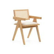 Stol Burleson 348 (Svetel les + Svetlo bež) Svetlo rjava, Svetlo bež, Svetel les, 79x52x54cm, Blago, Lesen