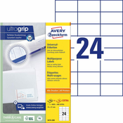 Avery Zweckform univerzalne etikete 3474-200, 70 x 37 mm, Ultragrip, 4800 + 480 brezplačnih etiket/zavitek, A4, za tiskanje