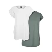 Womens T-shirt with extended shoulder 2-pack white+pale