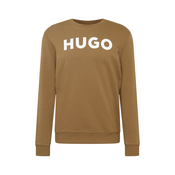HUGO Sweater majica Dem, maslinasta / bijela