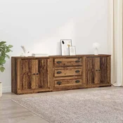 Komode 3 pcs Crni hrast 210 x 35,5 x 67,5 cm Konstruirano drvo