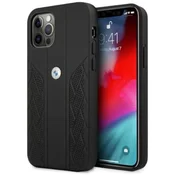 Bmw BMW Leather Curve Perforate - Ohišje za iPhone 12 / iPhone 12 Pro (črno)
