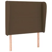 Vidaxl Vzglavje z ušesi temno rjavo 93x23x118/128 cm blago