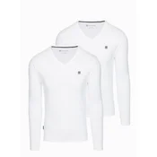 Ombre Set of mens SLIM FIT longsleeves with V-neck and logo 2-pack