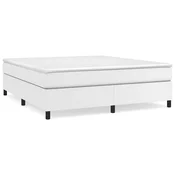 Vidaxl Posteljni okvir z vzmetmi bel 160x200 cm umetno usnje