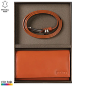 Princ Leather Ženski poklon set novcanik i kaiš, Narandžasti