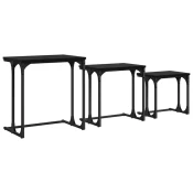 Vidaxl Gnezdeča Kavna Miza 3 pcs Črni hrast 50,5 x 35 x 53 cm