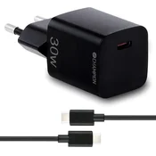 Champion Polnilnik 30W + USB-C kabel črne barve