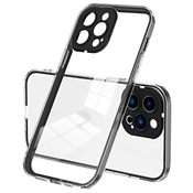Hibridni ovitek Crystal Bumper z vgrajeno zaščito zadnje kamere za iPhone 15 Pro Max - metallic black