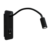 LED fleksibilna zidna lampica sa USB prikljuckom BASE LED/8W+LED/2W/230V crna