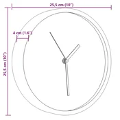 Vidaxl Stenska ura roza O25,5 cm polistiren in steklo