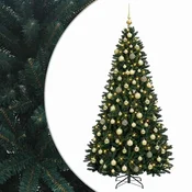 Vidaxl Umetna božična jelka, temno zelena, z bunkicami 240 cm 300 LED