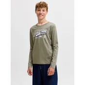 Jack & Jones Junior Majica temno modra / kaki / bela