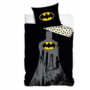 Carbotex Posteljnina Batman 140x200 50x70 bombaž črna z logotipom Gotham Cityja