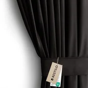 Črna žametna zavesa za delno zatemnitev 140x270 cm Eyelets – Restilo