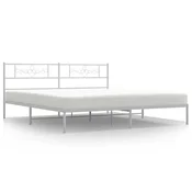 Vidaxl Kovinski posteljni okvir z vzglavjem bel 193x203 cm