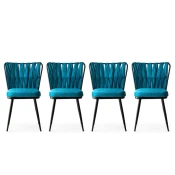 Hanah Home Kusakli 228 V4 Stolica, 4 komada, Plava