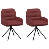 vidaXL vidaXL Vrtilne jedilne stole 2 pcs Umetno usnje Vinorodna rdeča, (5000296769)