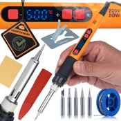 Rosfix ROSFIX SET SPAJKALNIK ELECTRIC S 80W – LCD ZASLON, 180–500 °C, 6 GROTOV, CEV, GOBA | KERAMIČNI GRELEC, 230V | ZA ELEKTRONIKO IN DIY, (5000075851)