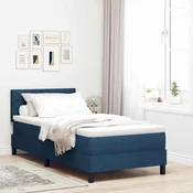 Vidaxl Postelja z vzmetnico z vzmetnico Modra 90 x 190 cm blago
