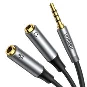 Ugreen aux kabel mini vtičnica + mikrofon srebrne barve 50254