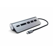 SATECHI Aluminium Type-C USB Hub 3x USB 3.0/MicroSD/ siva