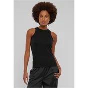 Womens Racer Back Rib Tank Top - Black