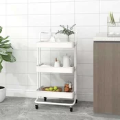 Vidaxl vidaXL Kuhinjski voziček s 3 nadstropji bel 42x35x85 cm železo in ABS