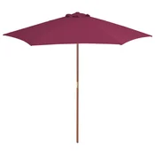 Vanjski suncobran s drvenim stupom 270 cm bordo