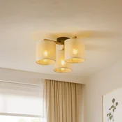TK Lighting Stropna svetilka Deva, tekstil, s tremi žarnicami - Dnevna soba/jedilnica - Skandinavski - bež, svetlo les, črno - Tkanine/tekstil