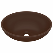 MAISON CHIC Razkošen Umivalnik - Kopalna umivalnik - Lavabo ovalen mat temno rjav 40x33 cm keramičen, (21684749)