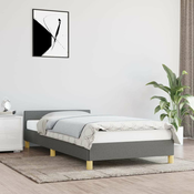 Greatstore Posteljni okvir z vzglavjem temno siv 90x190 cm blago