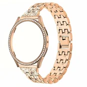GS Zapestnica + ovitek z vgrajenim steklom za Samsung Galaxy Watch 4 44 mm, roza zlata