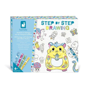 Janod Step by step Kreativni set Risanje korak za korakom s flomastri
