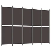 Vidaxl Paravan 5-delni rjav 250x180 cm blago
