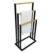 shumee Bambusov stojalo za brisače, črno, naravno, kopalniško, prostostoječe, v loft stilu, 81,5x42x24 cm | begryf
