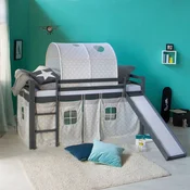 Homestyle4U Pograd s toboganom, 207,5x161,5x219,5 cm, siva