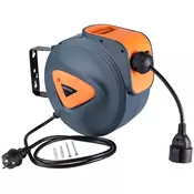 Samonavijalni kabelski boben BILY, 20m + 1,5m, siv/oranžen Monzana