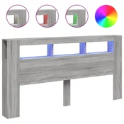 Vidaxl LED posteljno vzglavje siva sonoma 200x18,5x103,5 cm inž. les