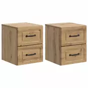 vidaXL Stenski nočni omarici 2 pcs Artisan hrast 34,5 x 33 x 40 cm
