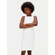 Calvin Klein Jeans Poletna obleka LVCKSJH07G Bela Slim Fit