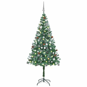Greatstore Umetna novoletna jelka z LED lučkami, bučkami in storži 180 cm