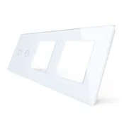 ELEKTRO SMART ELEKTRO SMART stakleni panel za prekidace, 2 + dvostruki okvir s metalnim nosacem, bijeli ES-G228.2G&2X1F-WT