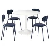 DOCKSTA/SANDSBERG Miza in 4 stoli, bela/Remmarn temno modra, 103 cm