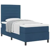 Vidaxl Postelja z vzmetnico z vzmetnico Modra 80 x 200 cm blago