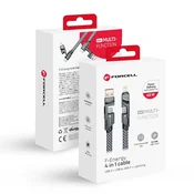 FORCELL Kabel 4 v 1 USB-C/USB-A na USB-C/Lightning Forcell F-Energy QC PD 3A 60 W, 1 m, C241, krom