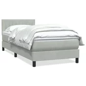 vidaXL vidaXL Box spring postelja z vzmetnico svetlo siva 80x220 cm žamet, (21792505)
