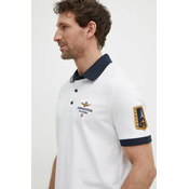Polo majica Aeronautica Militare za muškarce, boja: bijela, s aplikacijom, PO1768P191